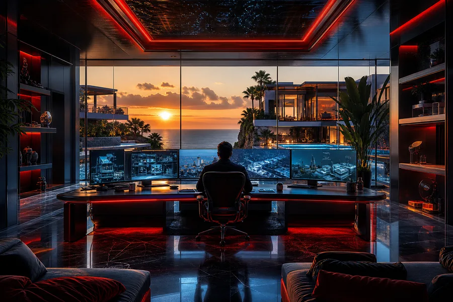 Cyberpunk Hacker Room With Neon Screens Luxury-Villas Wallpaper 3 4K 6