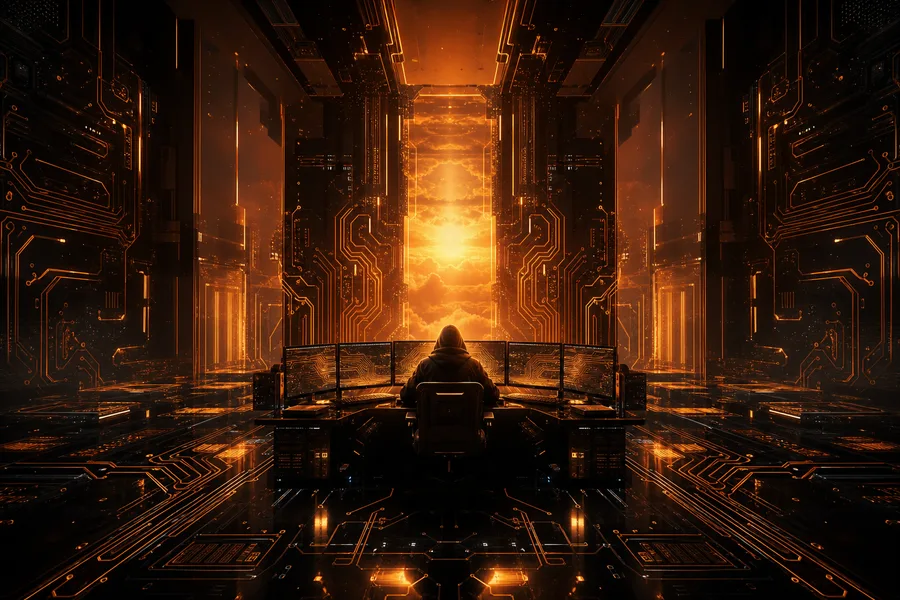 Cyberpunk Hacker Room With Neon Screens Pcb-Design Wallpaper 3 4K 2