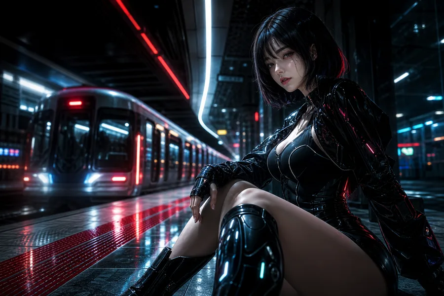Cyberpunk Subway Station Ai-Girls Wallpaper 10 4K