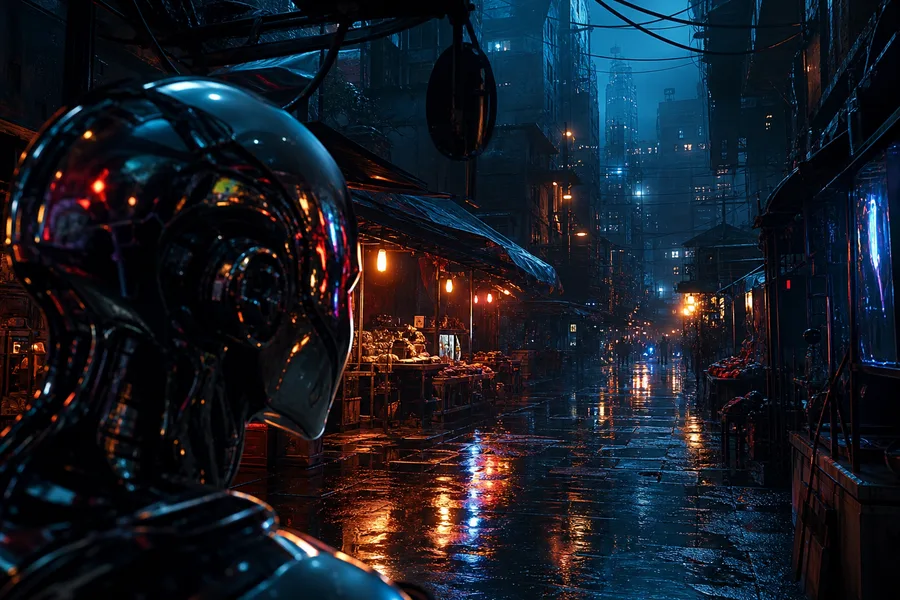 Dark Cyberpunk Market Street Cyberpunk Wallpaper 8 4K 3