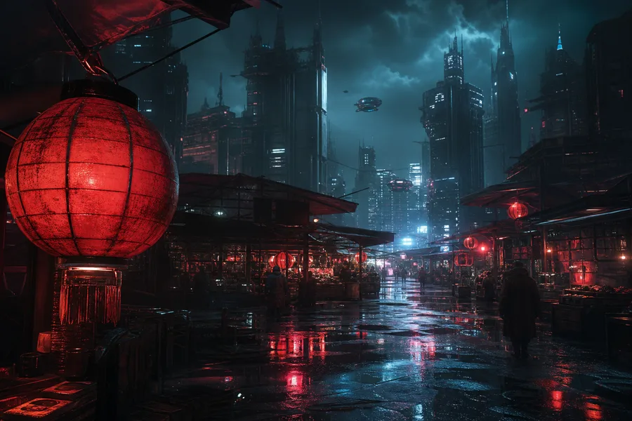 Dark Cyberpunk Market Street Cyberpunk Wallpaper 8 4K 8