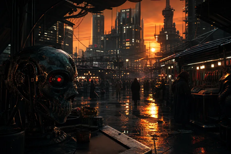 Dark Cyberpunk Market Street Cyberpunk Wallpaper 8 4K 9