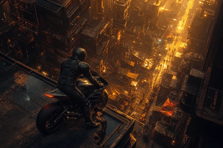 Dark Cyberpunk Market Street Motorcycles Wallpaper 8 4K 6