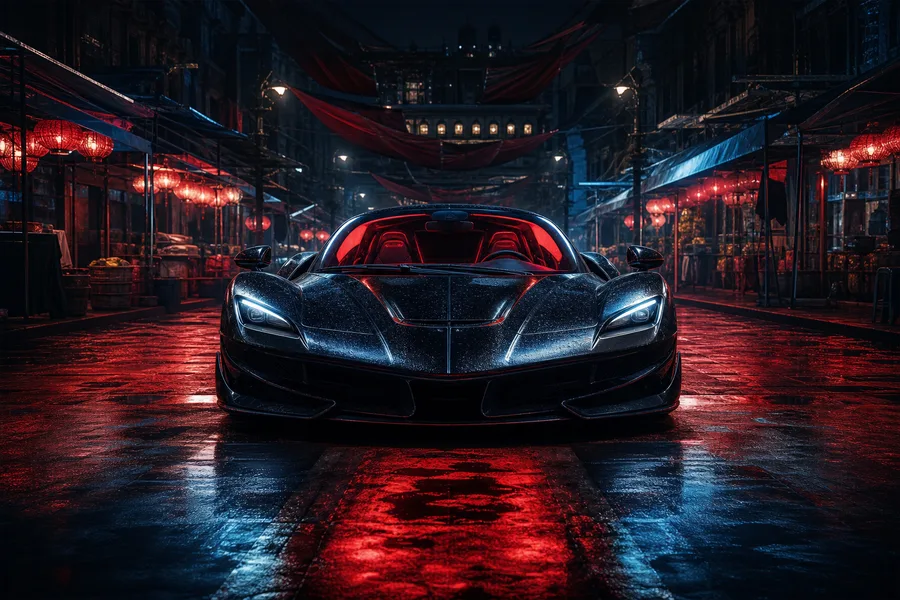 Dark Cyberpunk Market Street Supercars Wallpaper 8 4K 6