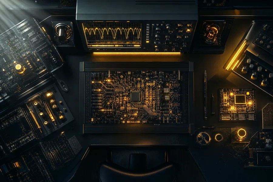 Electronics Lab With Oscilloscope And Neon Lights Electronics Wallpaper 3 4K 10