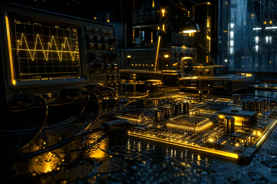 Electronics Lab With Oscilloscope And Neon Lights Electronics Wallpaper 3 4K 15