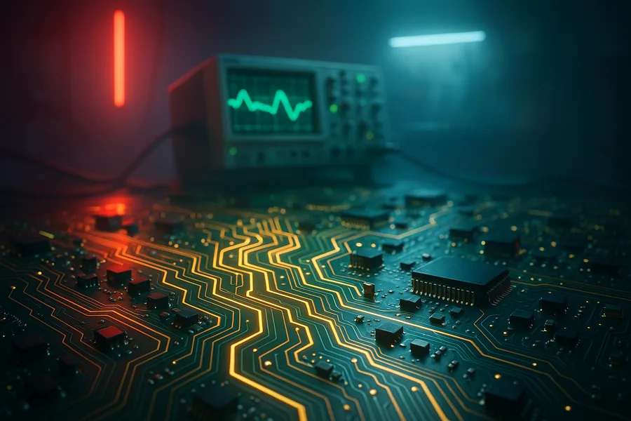 Electronics Lab With Oscilloscope And Neon Lights Electronics Wallpaper 3 4K 5