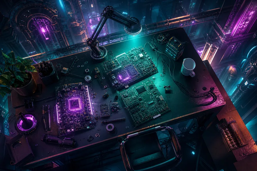 Engineering Desk With PCB Prototypes Electronics Wallpaper 7 4K 4