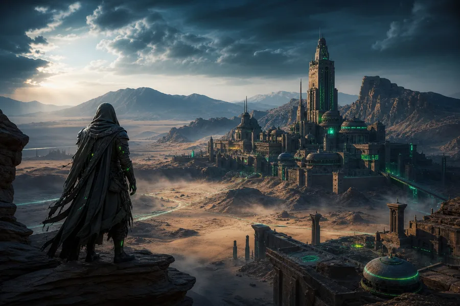 Epic Adventure Desert Scene With Dramatic Clouds Movie Wallpaper  7 4K