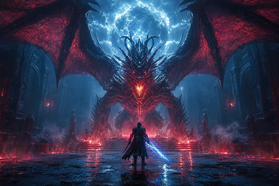 Fantasy Dragon Boss Battle Scene Gaming Wallpaper 15 4K 2