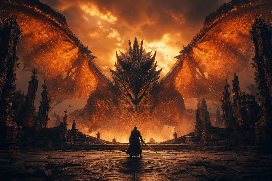 Fantasy Dragon Boss Battle Scene Gaming Wallpaper 15 4K 4
