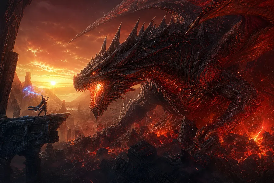 Fantasy Dragon Boss Battle Scene Gaming Wallpaper 15 4K 7