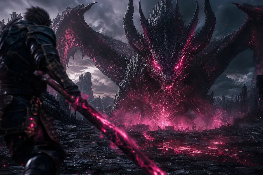 Fantasy Dragon Boss Battle Scene Gaming Wallpaper  15 4K