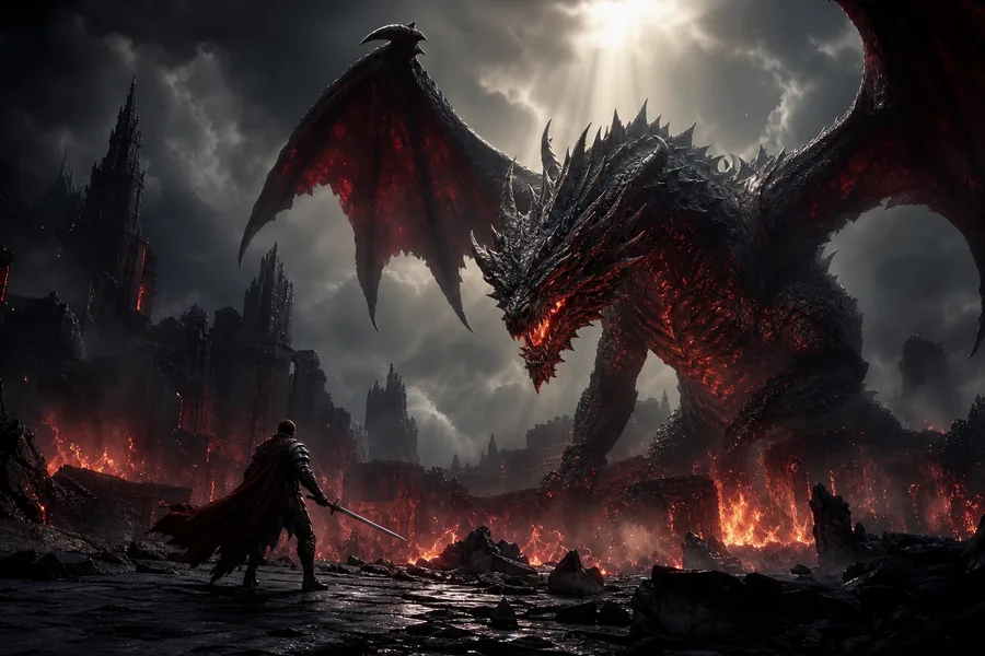 Fantasy Dragon Boss Battle Scene Gaming Wallpaper 5 4K 14