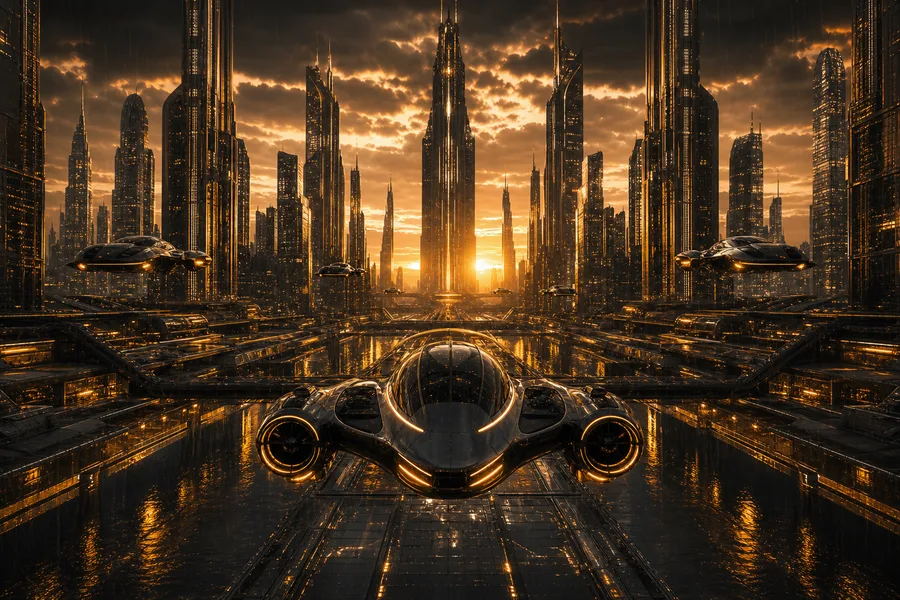Flying Cars Above Neon Downtown Cyberpunk Wallpaper  13 4K