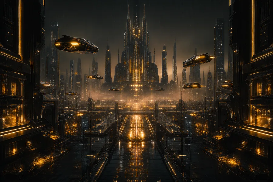 Flying Cars Above Neon Downtown Cyberpunk Wallpaper  13 4K