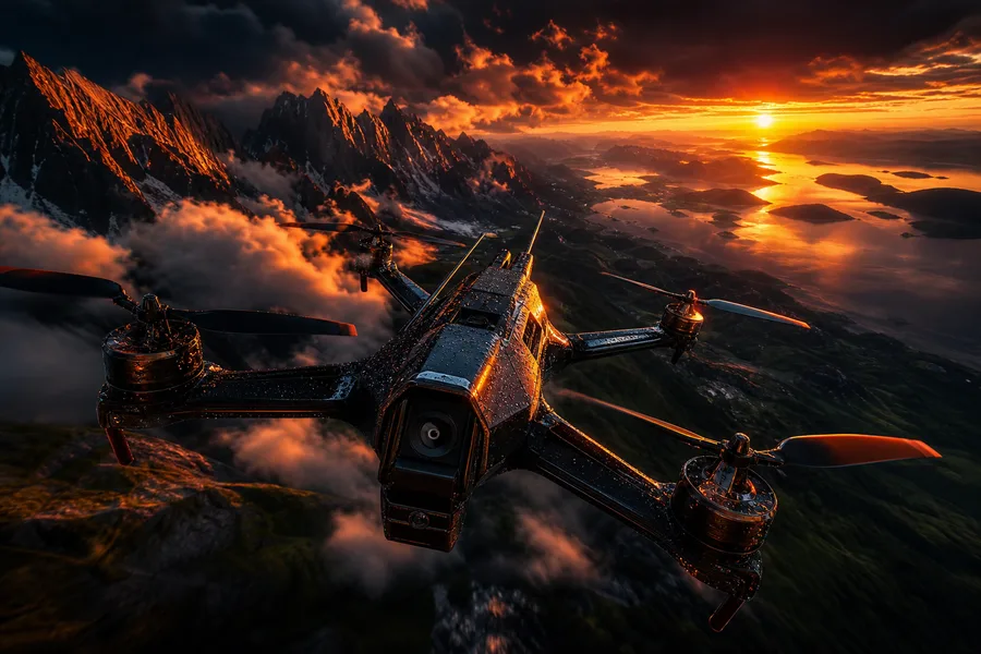 Fpv Drone Flying Above Mountains At Sunset Drone Wallpaper 1 4K 6