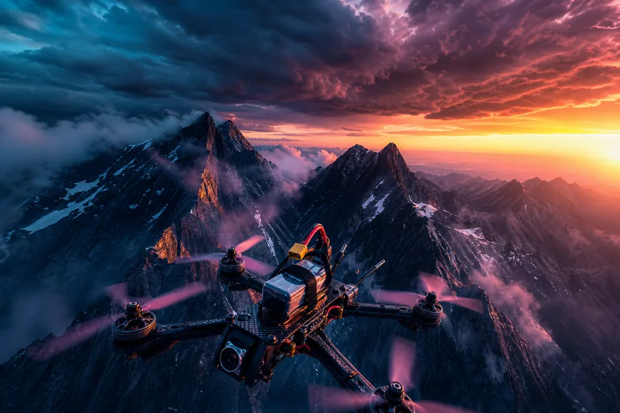 Fpv Drone Flying Above Mountains At Sunset Drone Wallpaper 1 4K 7