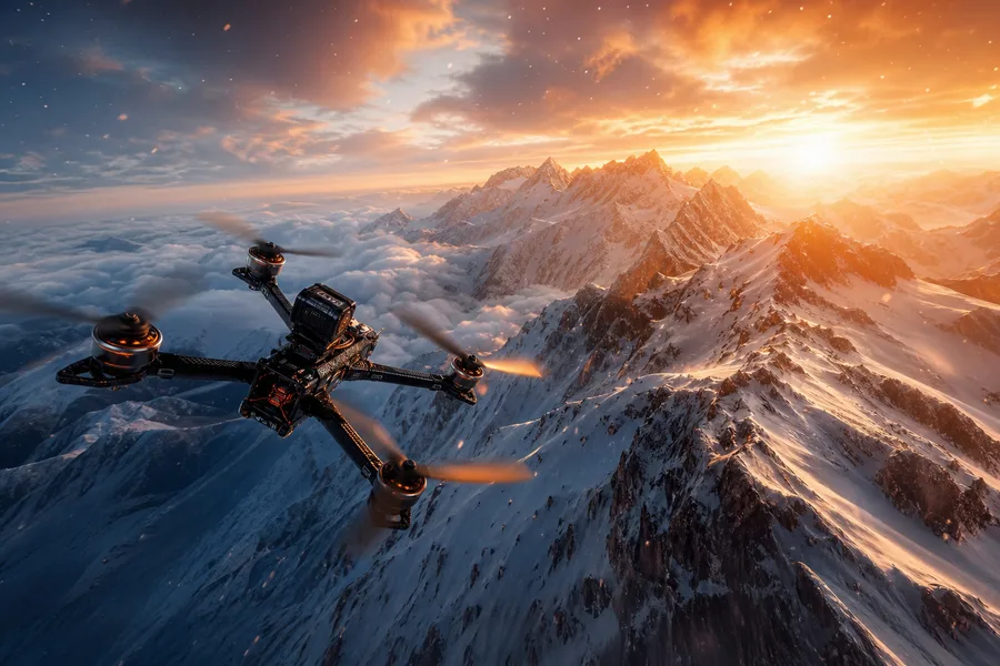 Fpv Drone In Snowy Mountains Drone Wallpaper 6 4K 3