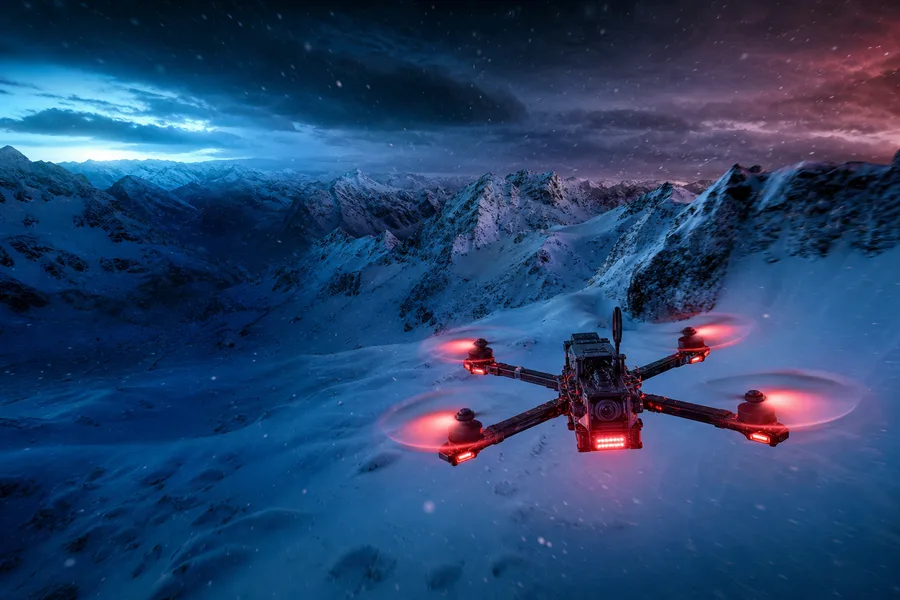 Fpv Drone In Snowy Mountains Drone Wallpaper 6 4K 6