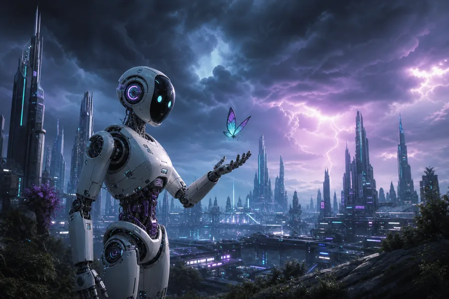 Friendly Humanoid Robot In Futuristic City Robots Wallpaper 1 4K 10