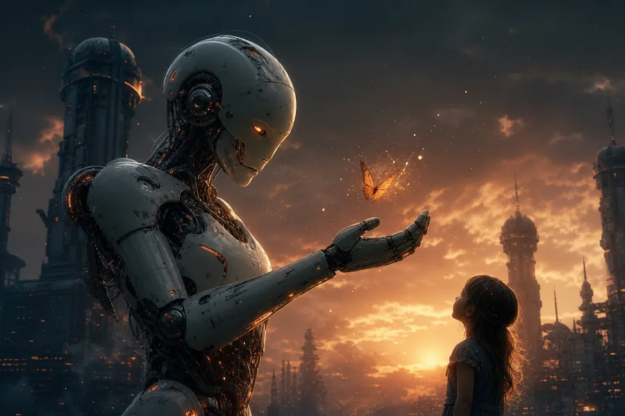 Friendly Humanoid Robot In Futuristic City Robots Wallpaper 1 4K 15