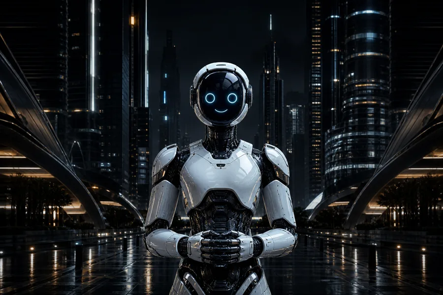 Friendly Humanoid Robot In Futuristic City Robots Wallpaper 1 4K 4
