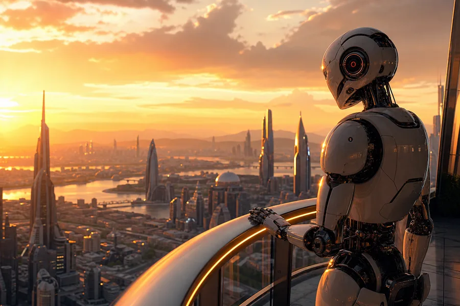 Friendly Humanoid Robot In Futuristic City Robots Wallpaper 1 4K 6