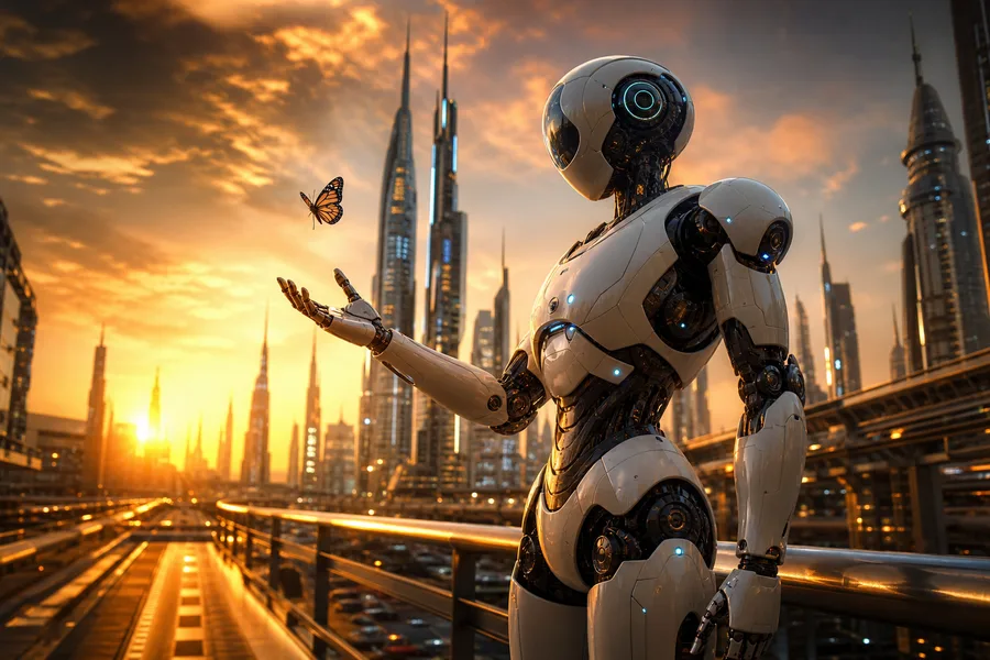 Friendly Humanoid Robot In Futuristic City Robots Wallpaper 1 4K 8
