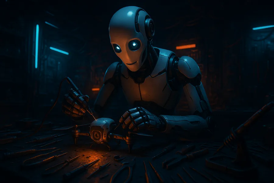 Friendly Humanoid Robot In Futuristic City Robots Wallpaper 9 4K