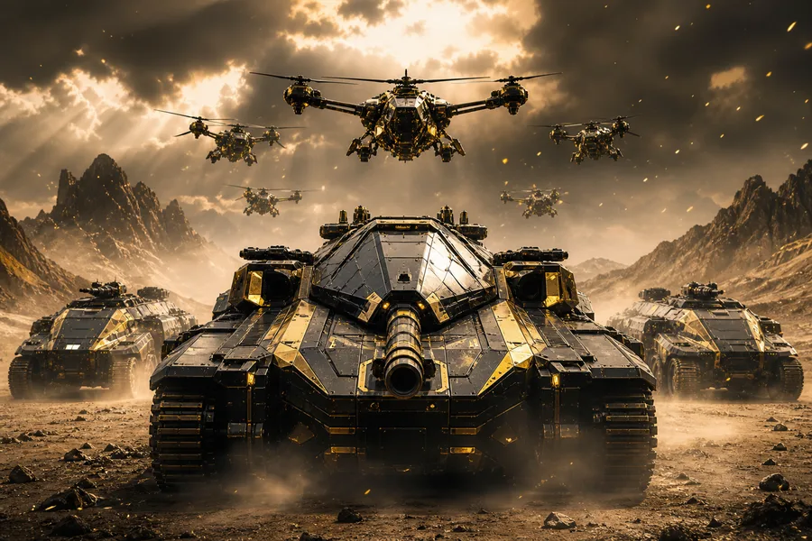 Futuristic Armored Vehicle In Desert Military Wallpaper  1 4K