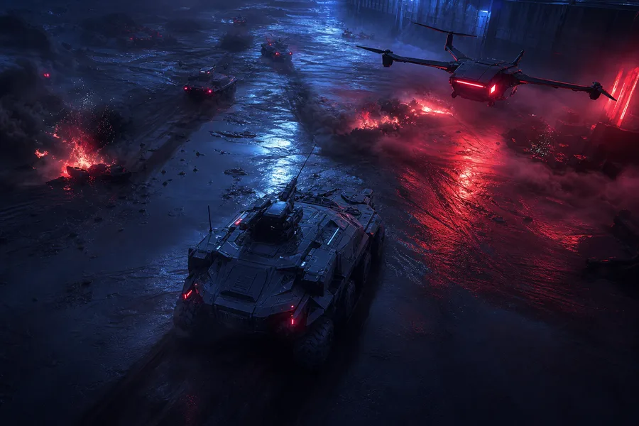 Futuristic Armored Vehicle In Desert Military Wallpaper 1 4K 4