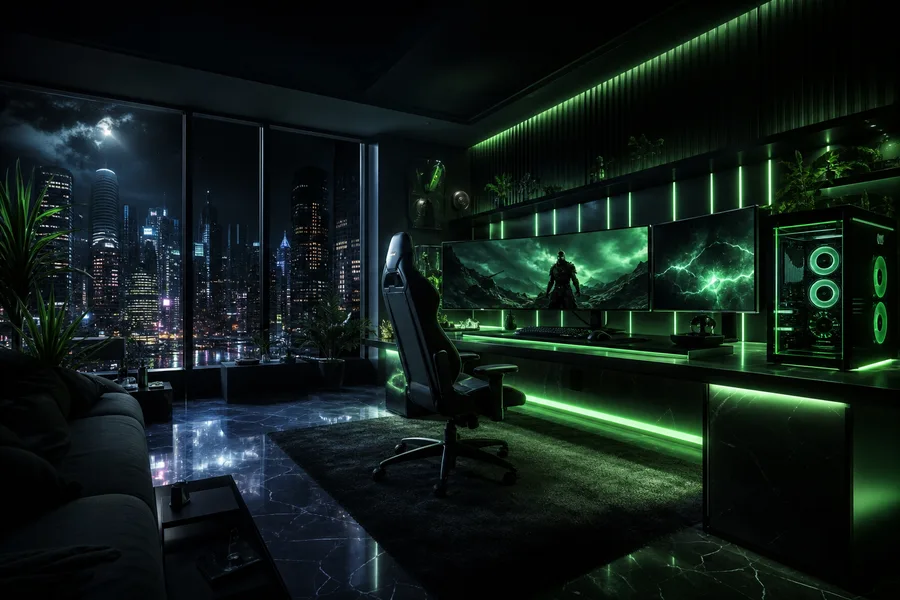 Futuristic Gaming Setup With RGB Lighting Gaming Wallpaper 1 4K 12