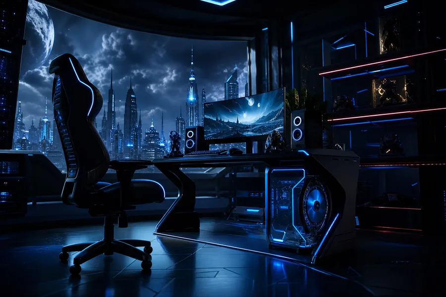 Futuristic Gaming Setup With RGB Lighting Gaming Wallpaper 1 4K 3