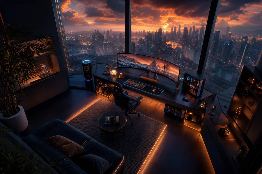 Futuristic Gaming Setup With RGB Lighting Gaming Wallpaper 1 4K 7