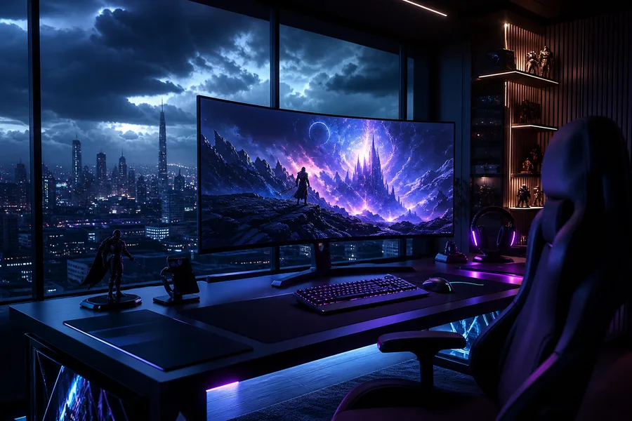 Futuristic Gaming Setup With RGB Lighting Gaming Wallpaper 11 4K