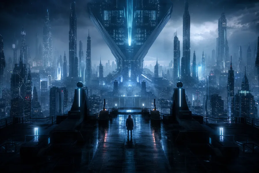 Futuristic Rooftop City View Cyberpunk Wallpaper  9 4K