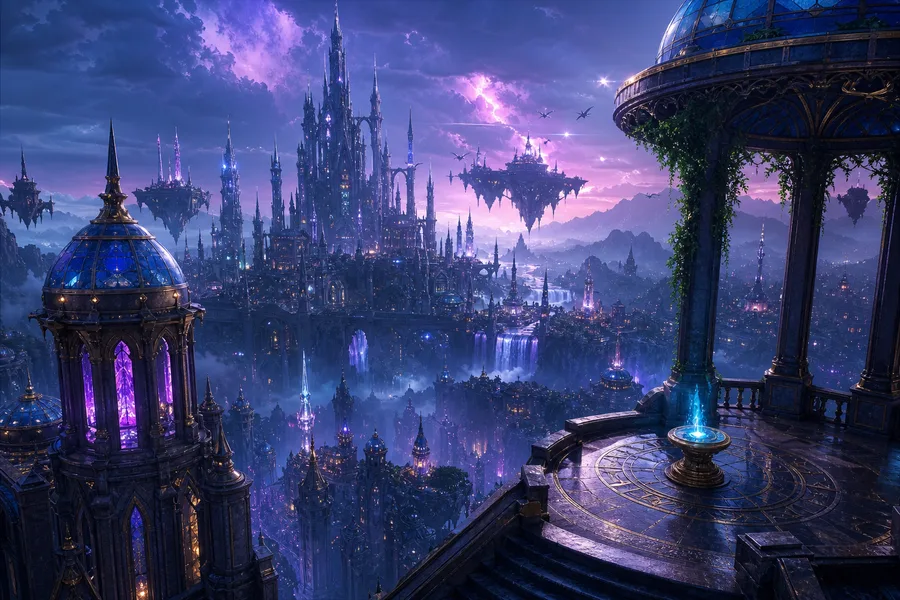 Futuristic Rooftop City View Fantasy Wallpaper  9 4K