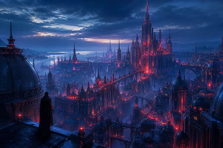 Futuristic Rooftop City View Fantasy Wallpaper 9 4K 2