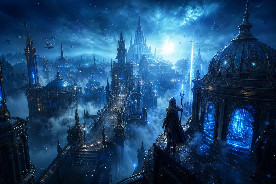 Futuristic Rooftop City View Fantasy Wallpaper 9 4K 5