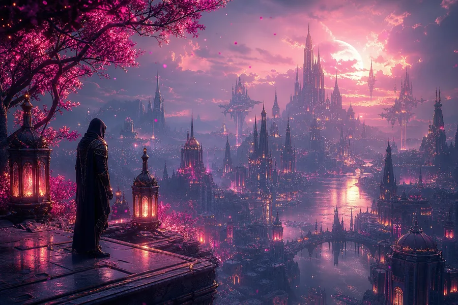 Futuristic Rooftop City View Fantasy Wallpaper  9 4K
