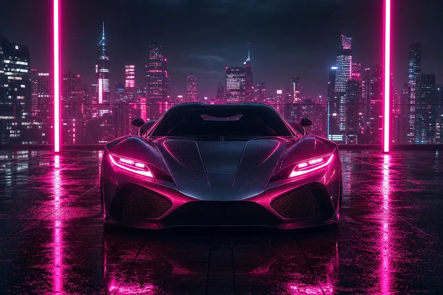 Futuristic Rooftop City View Supercars Wallpaper 9 4K 4