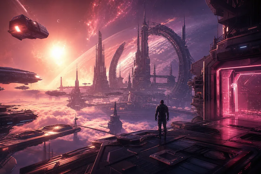 Futuristic Space Station Deep Space Cinematic Wallpaper Movie Wallpaper 3 4K