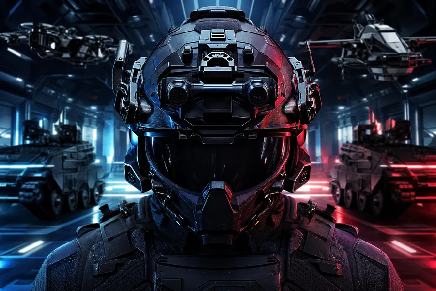 Futuristic Tactical Helmet Closeup Military Wallpaper  4 4K
