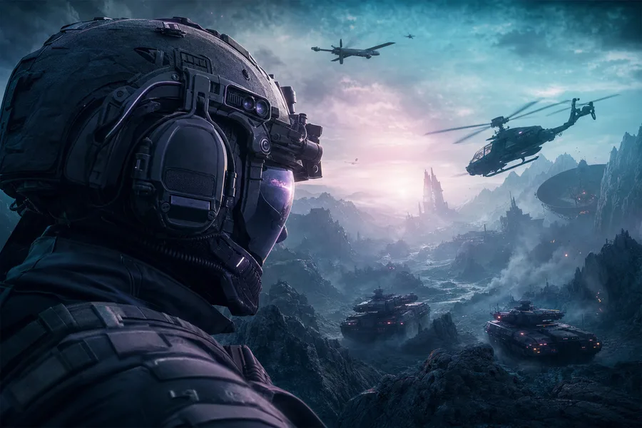 Futuristic Tactical Helmet Closeup Military Wallpaper 4 4K 2