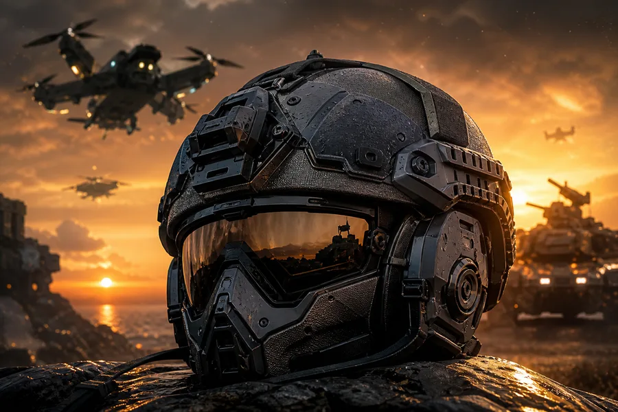 Futuristic Tactical Helmet Closeup Military Wallpaper 4 4K 9