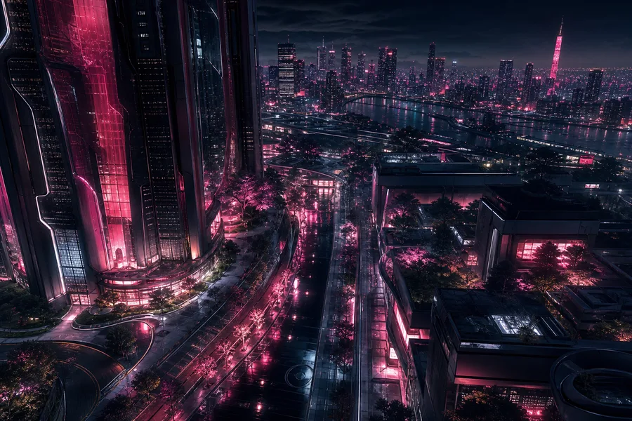 Futuristic Tokyo Street At Night Architecture Wallpaper 2 4K 3