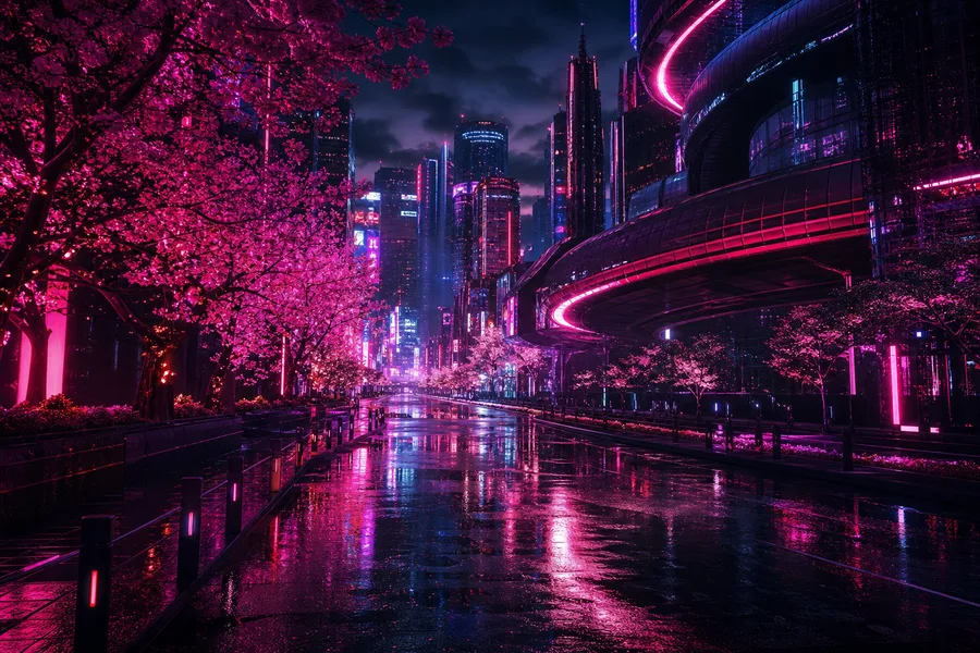 Futuristic Tokyo Street At Night Cyberpunk Wallpaper 2 4K 13