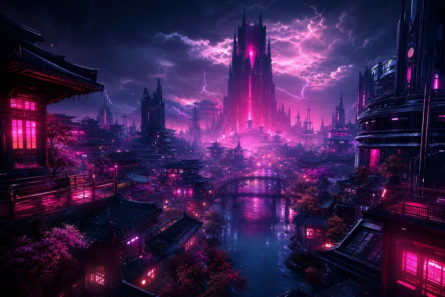 Futuristic Tokyo Street At Night Fantasy Wallpaper 2 4K