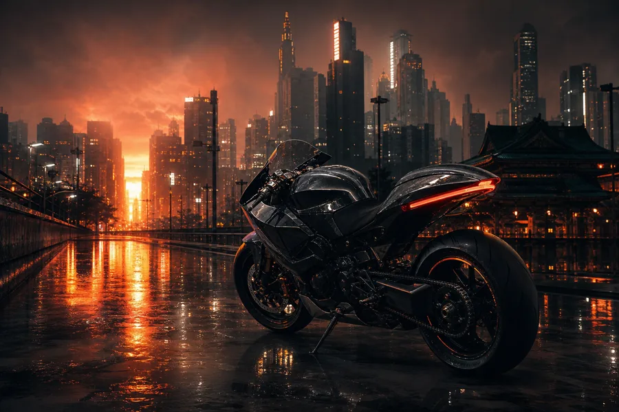 Futuristic Tokyo Street At Night Motorcycles Wallpaper 2 4K 6